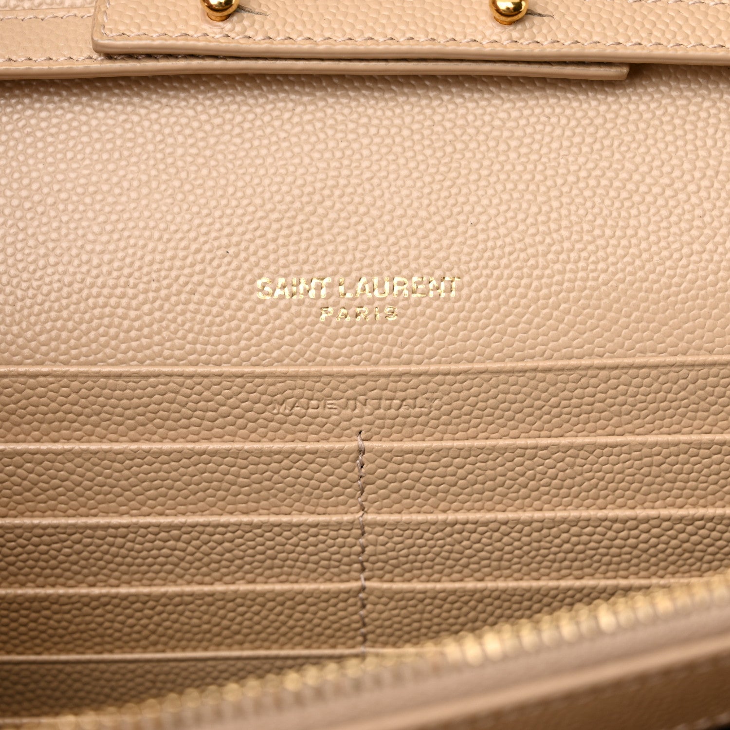Saint Laurent Grain De Poudre Matelasse Chevron Monogram Chain Wallet Nude Powder 6 of 12