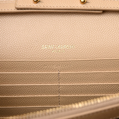 Saint Laurent Grain De Poudre Matelasse Chevron Monogram Chain Wallet Nude Powder 6 of 12