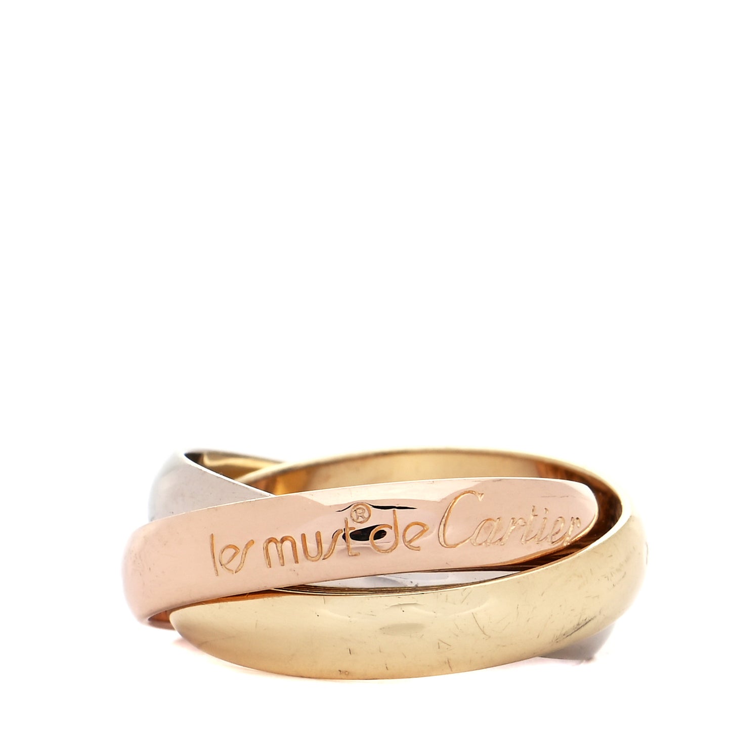 18K Pink Yellow White Gold Classic Les Must De Cartier Trinity Ring 48 4.5