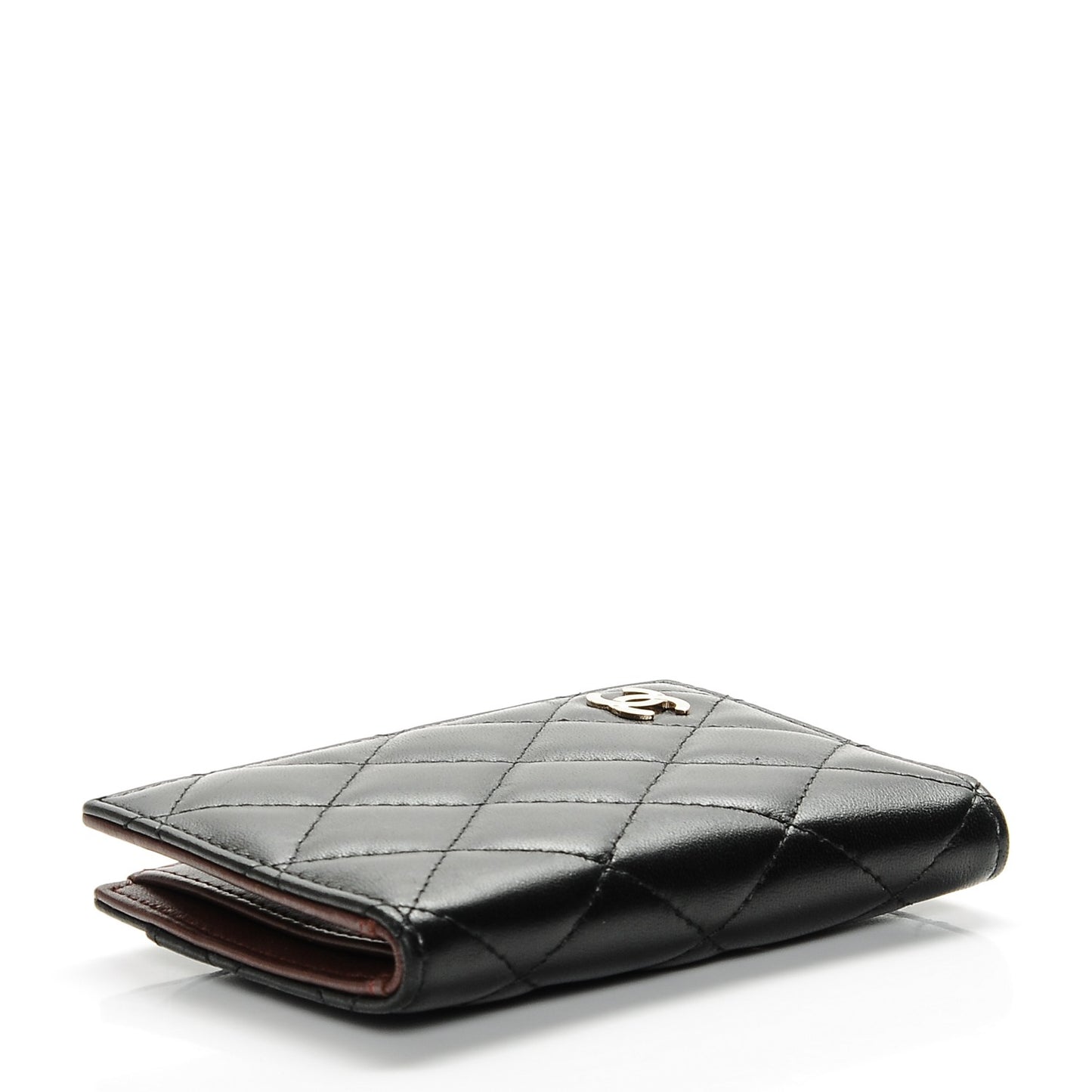 Lambskin Quilted CC Card Holder Wallet Black