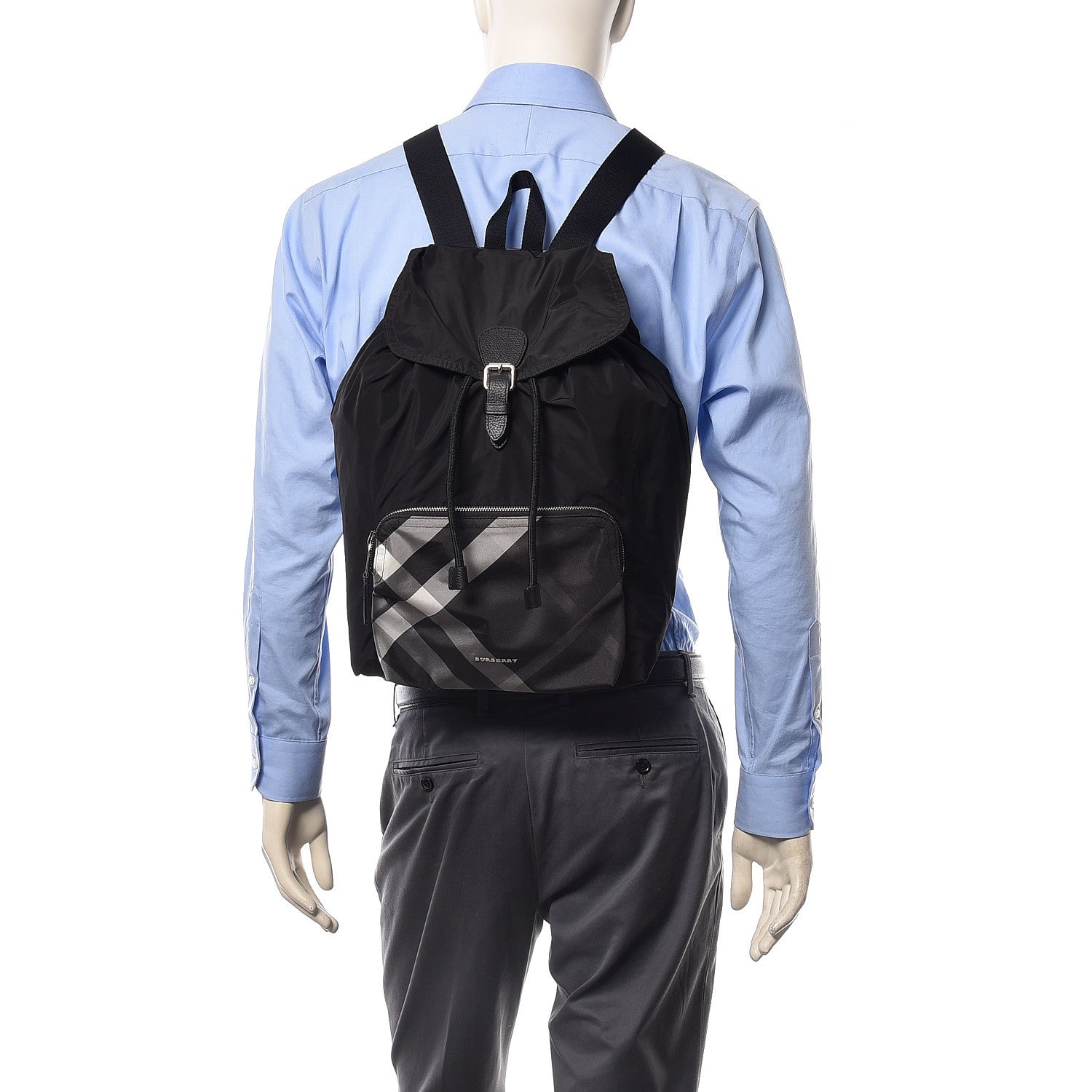 Burberry Nylon Solid to Check Backpack Black 2 of 11