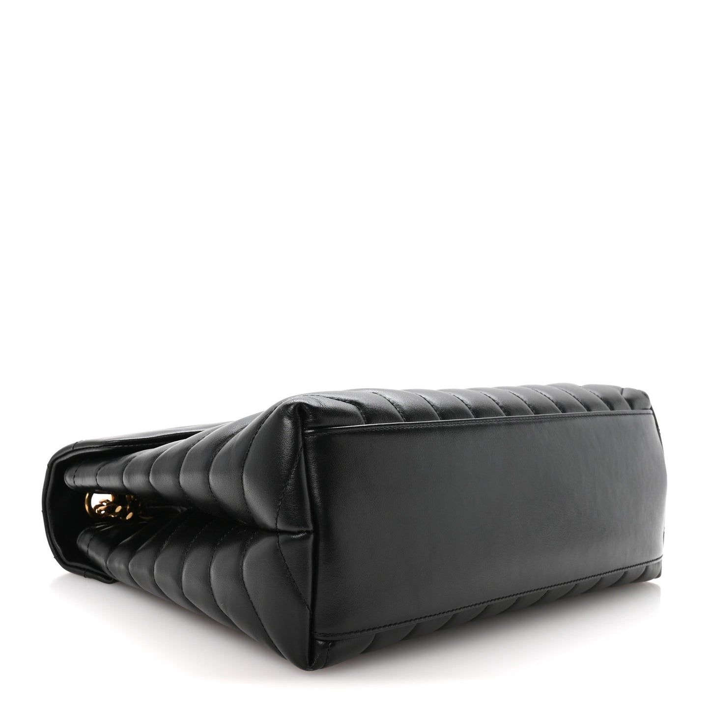 Calfskin Y Quilted Monogram Medium Loulou Chain Satchel Black