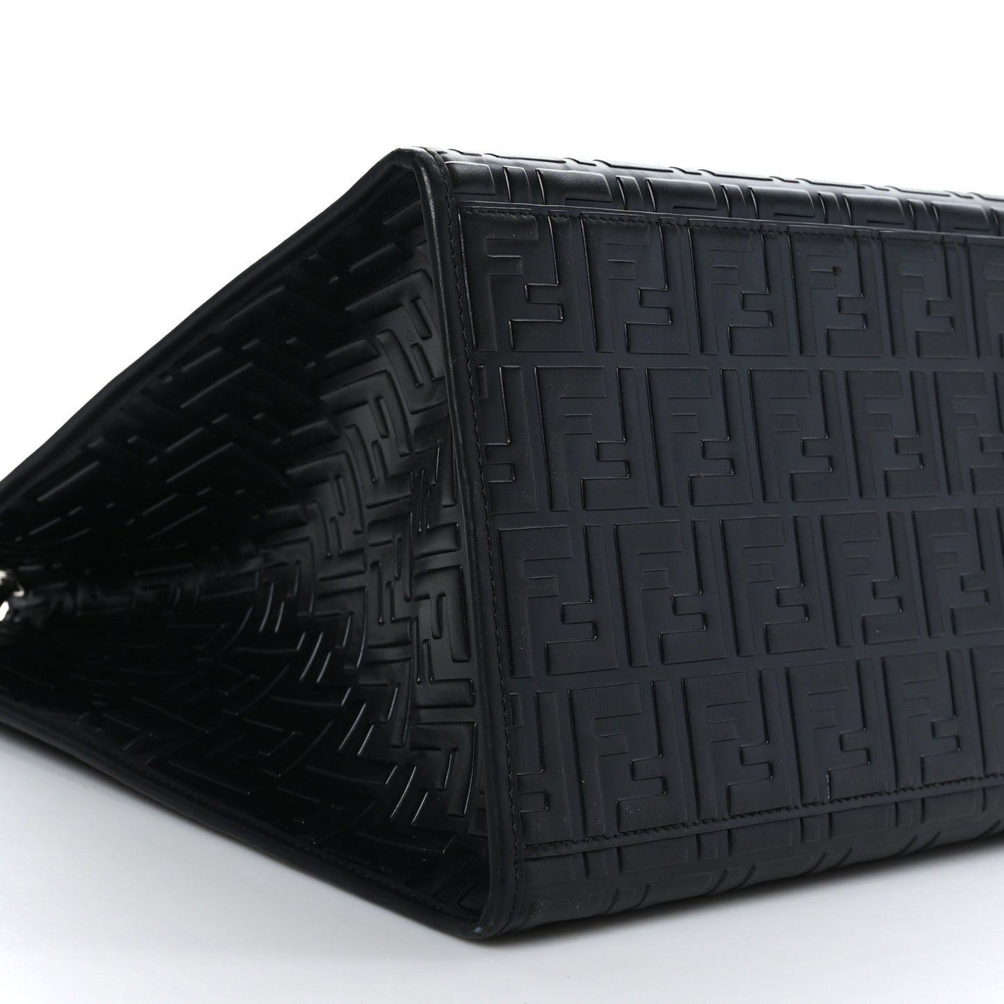 Vitello Century Wicker FF 1974 Embossed Large Runaway Shopper Tote Black