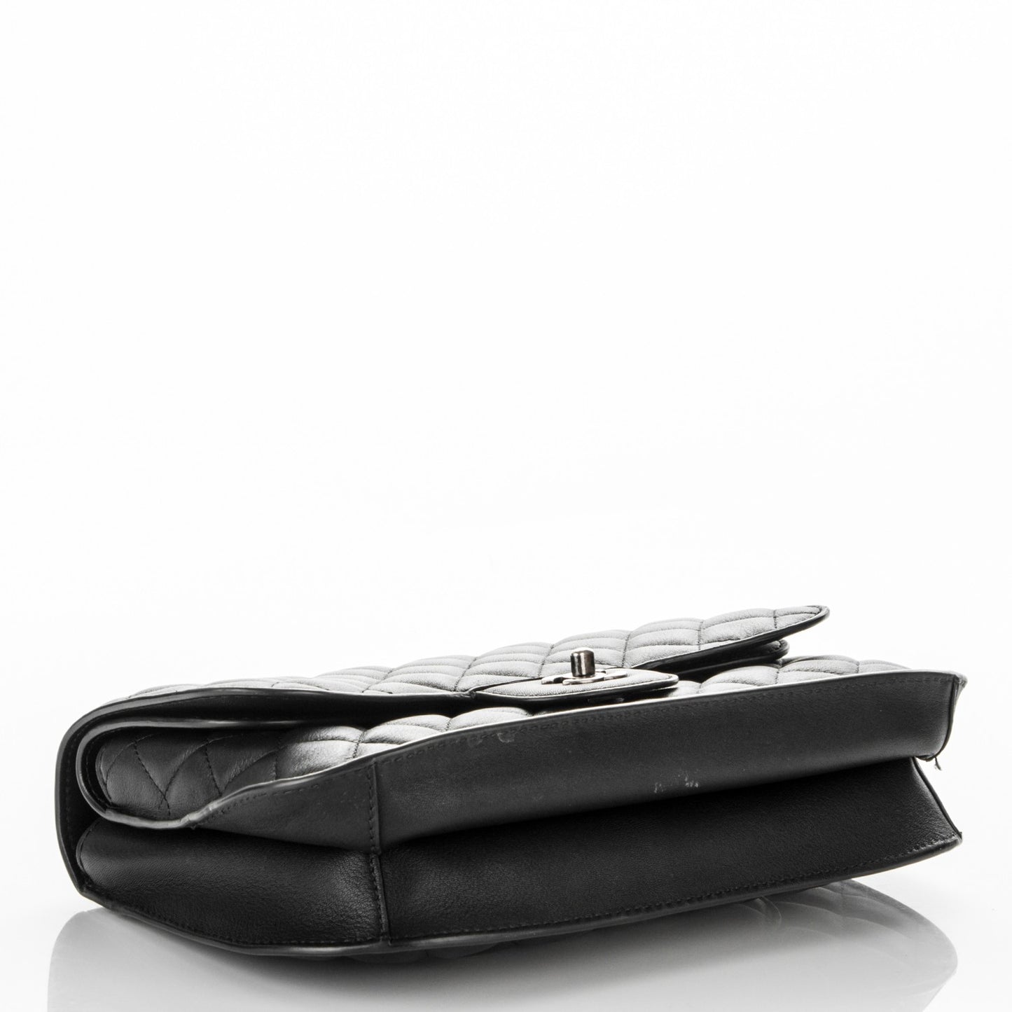 Goatskin Quilted Double Flap Black