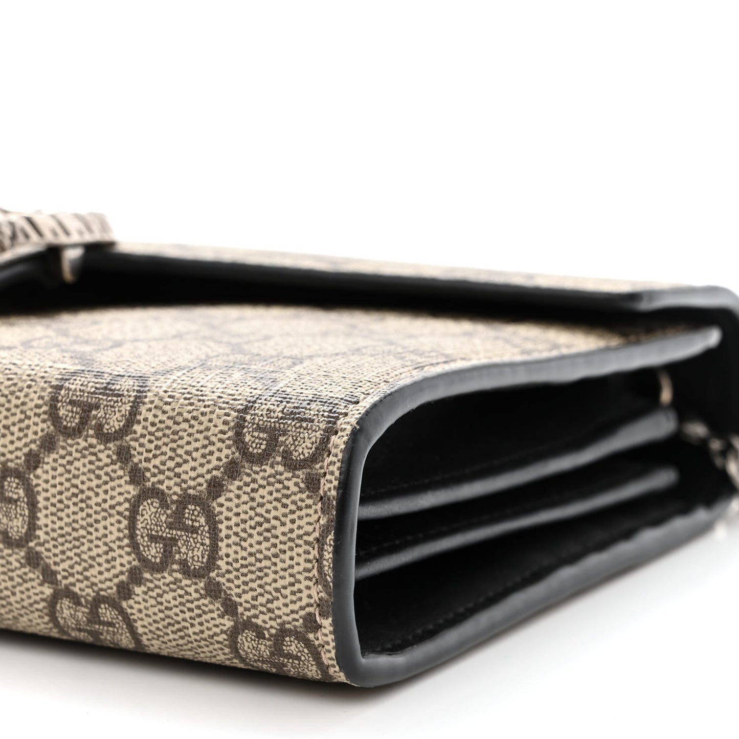 GG Supreme Monogram Mini Dionysus Chain Wallet Beige Black