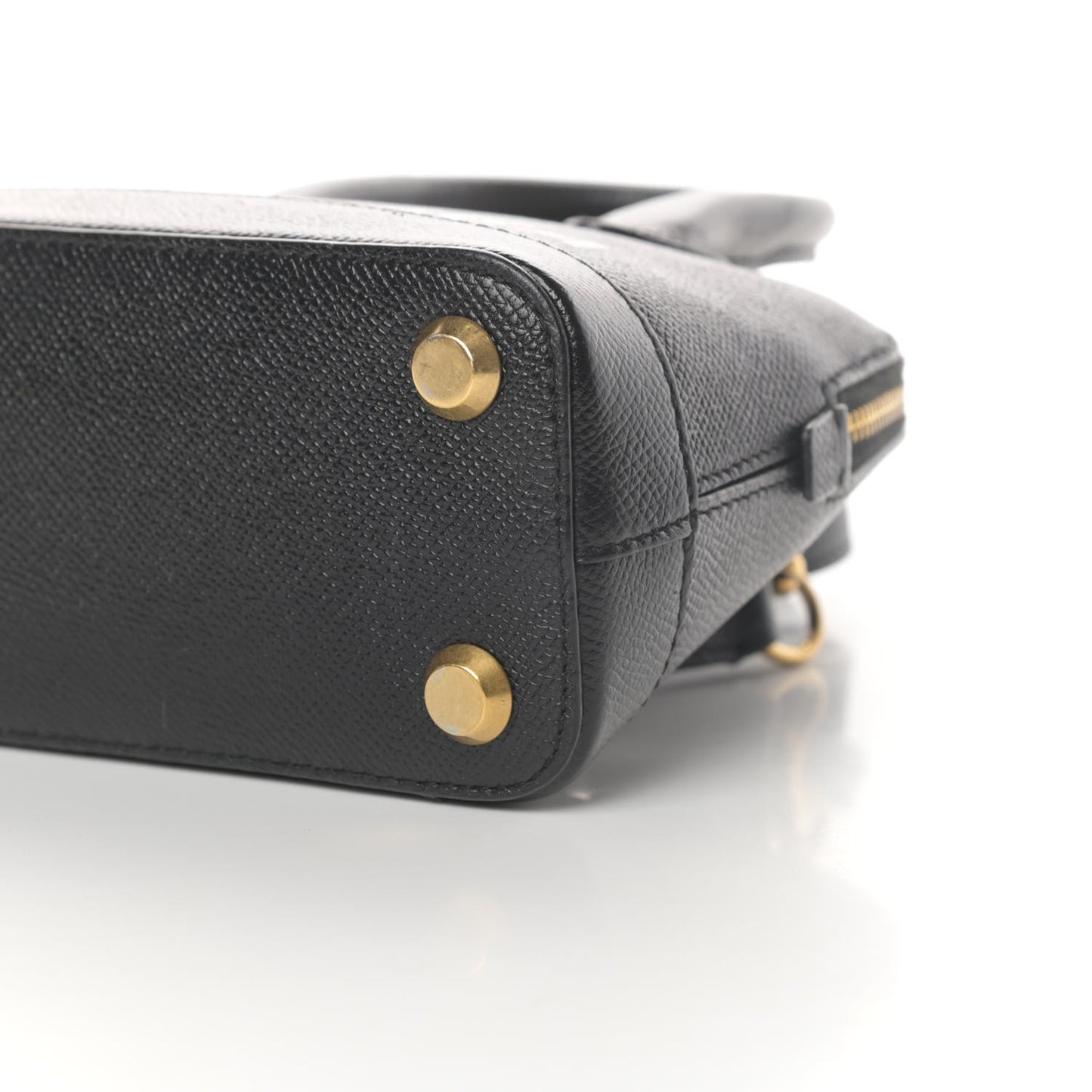 Signature Grained Calfskin XXS Ville Top Handle Bag Black White