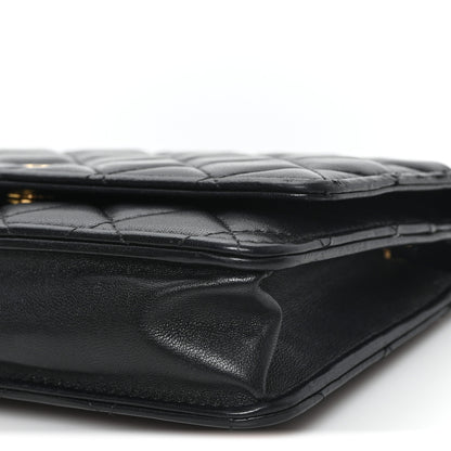 Chanel Lambskin Quilted Wallet On Chain WOC Black Black 11 of 12