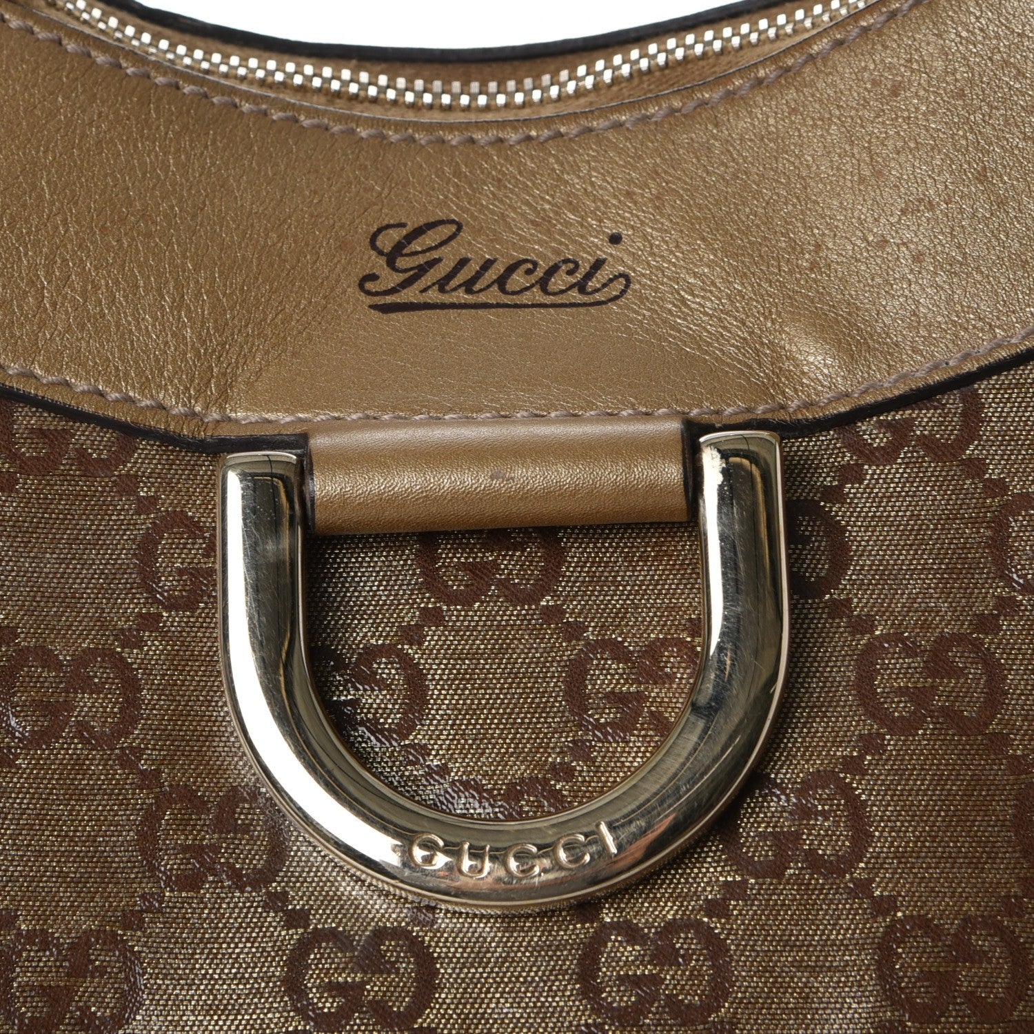 Gucci Crystal Monogram Large D Gold Hobo Gold 11 of 18