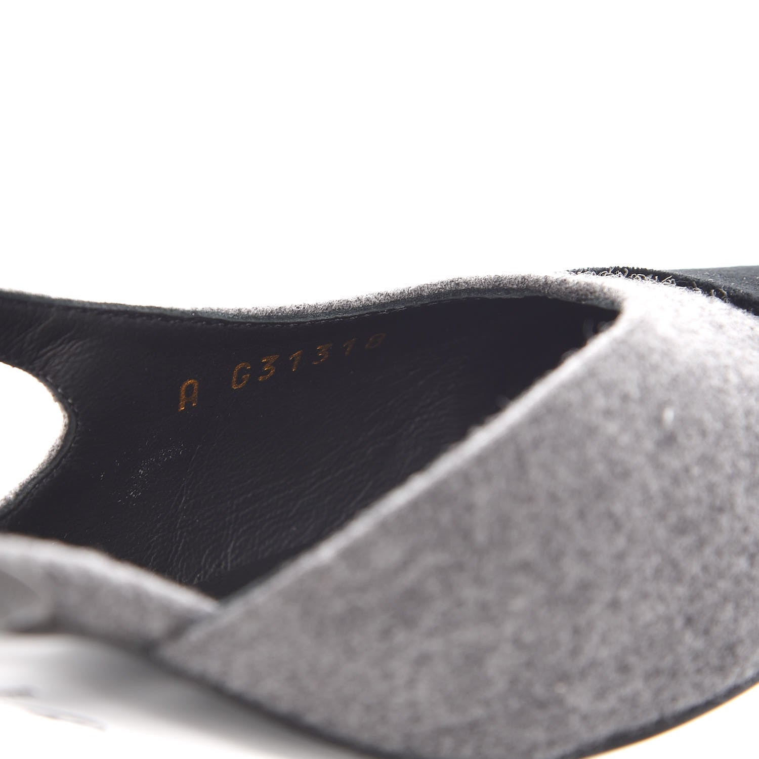 Chanel Wool Velvet Cap Toe CC Slingback Pumps 40 Black Grey 8 of 9