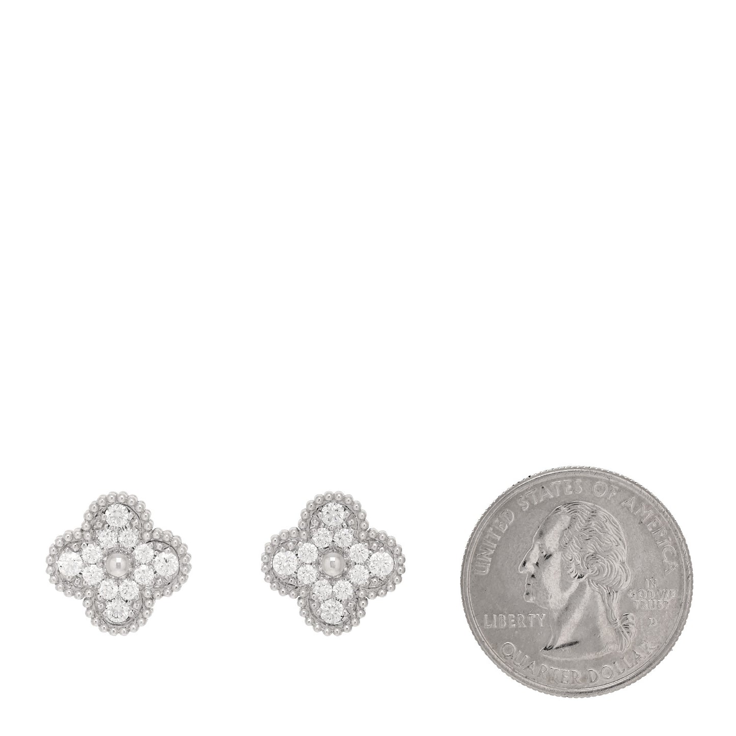 18K White Gold Diamond Vintage Alhambra Earrings