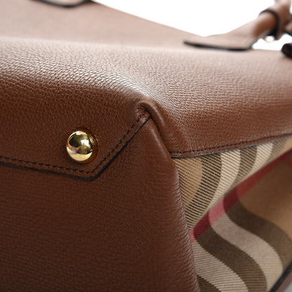 Burberry Grainy Calfskin House Check Medium Banner Tote Tan 11 of 13