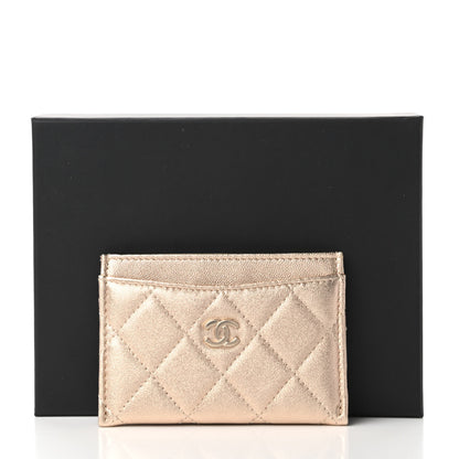 Chanel Metallic Lambskin Quilted CC Card Holder Gold 10 of 10
