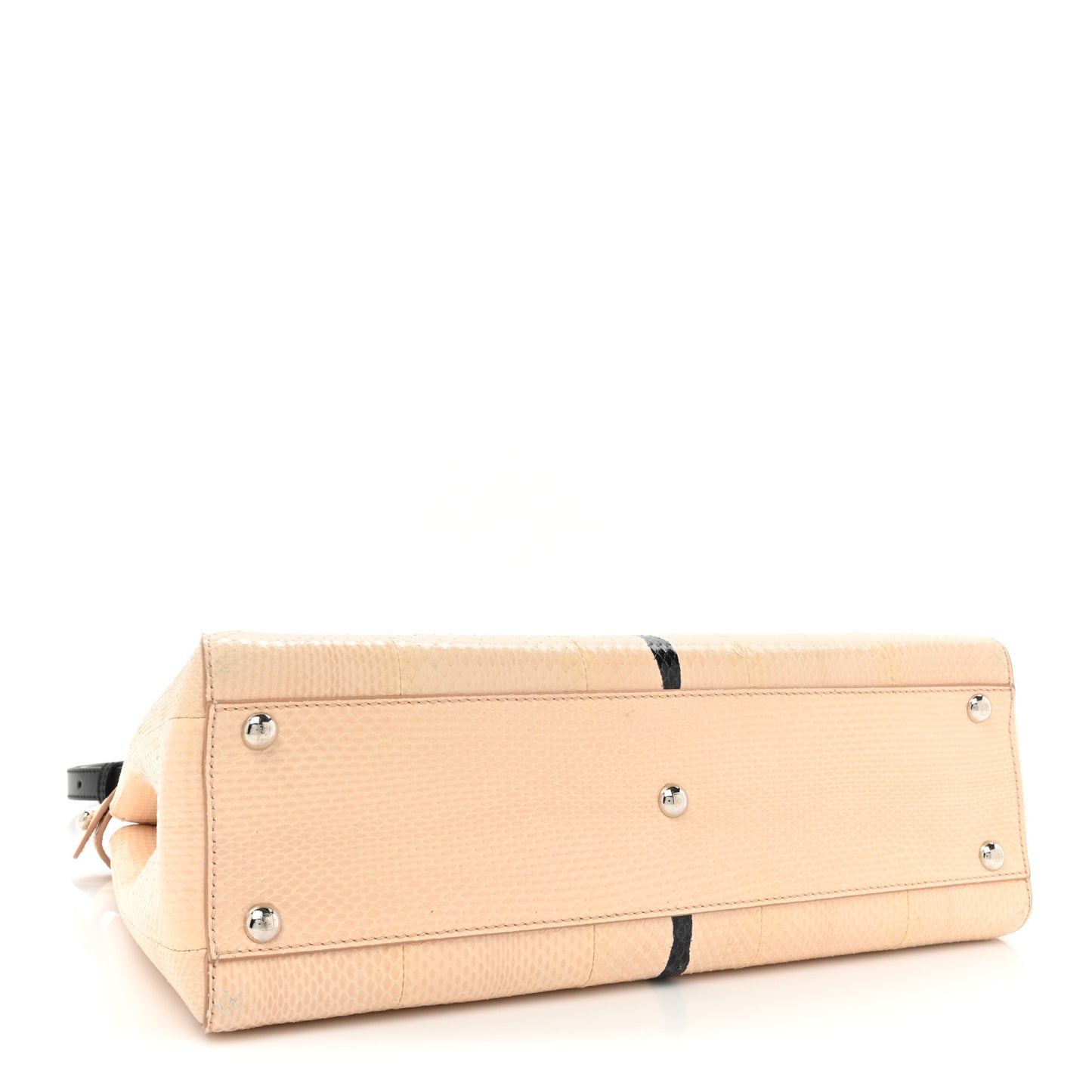 Water Snakeskin Nappa Medium Peekaboo Iconic Satchel Beige Black