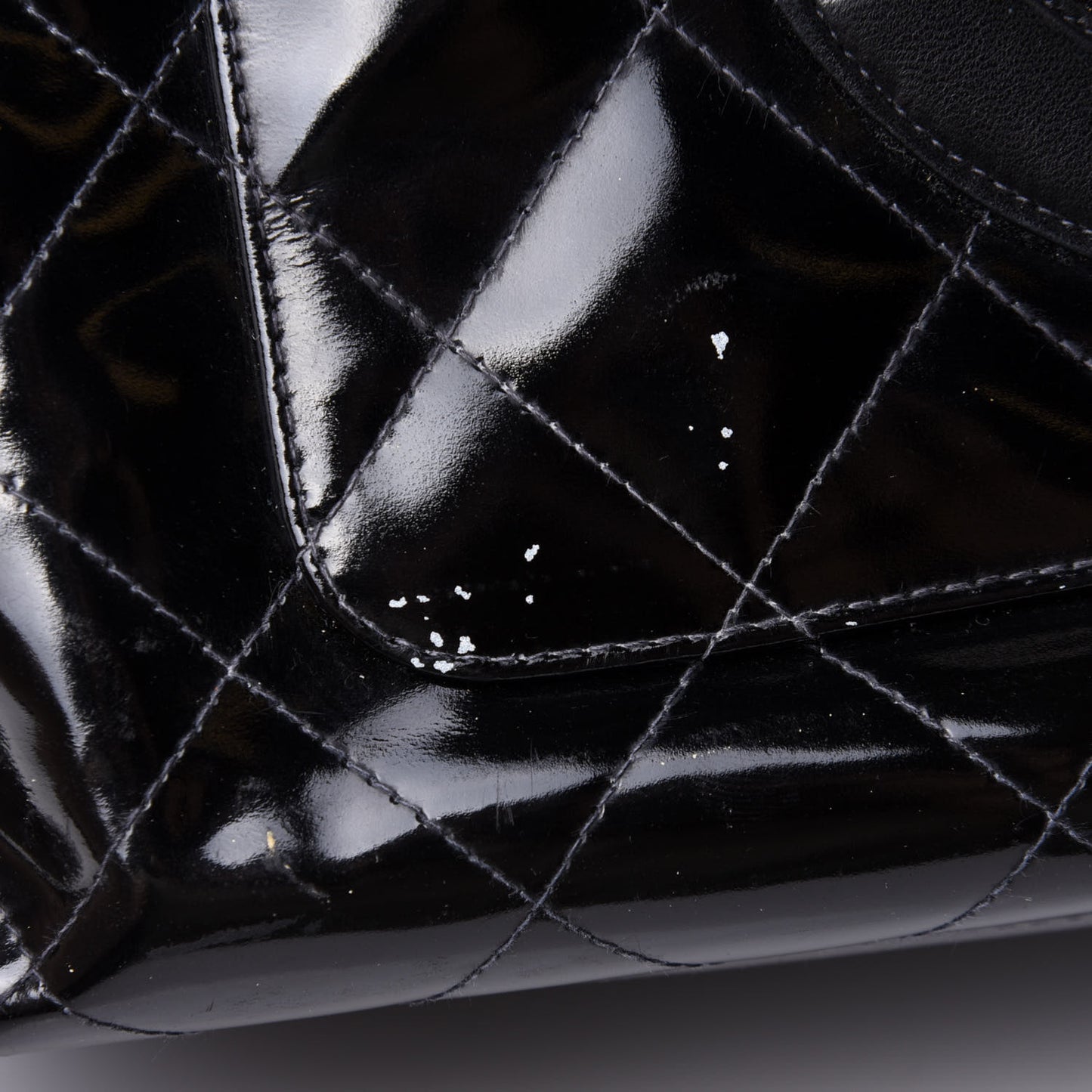 Patent Quilted Shopping Tote Black