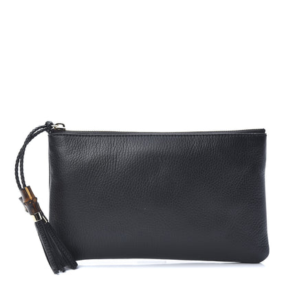 Gucci Pebbled Calfskin Large Bamboo Clutch Black 1 of 7