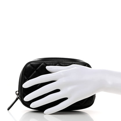 Chanel Lambskin Quilted Small Curvy Pouch Cosmetic Case Black 2 of 8