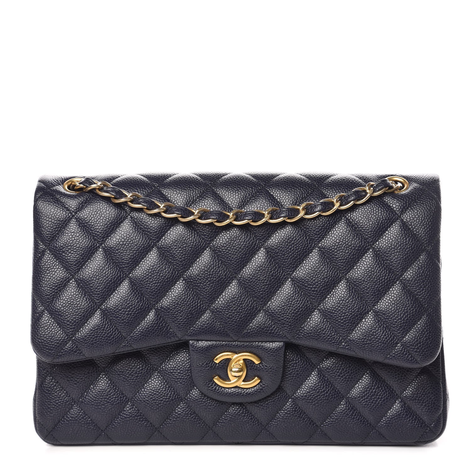 Chanel Caviar Quilted Jumbo Double Flap Navy 1 of 9