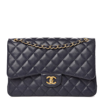 Chanel Caviar Quilted Jumbo Double Flap Navy 1 of 9