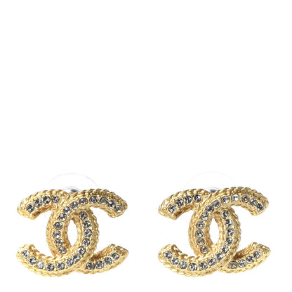Chanel Crystal 90’s Icon CC Stud Earrings Gold 1 of 5