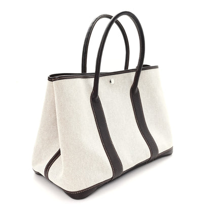 Hermes Buffle Skipper Toile Garden Party 36 MM Tote Marron Fonce 3 of 9