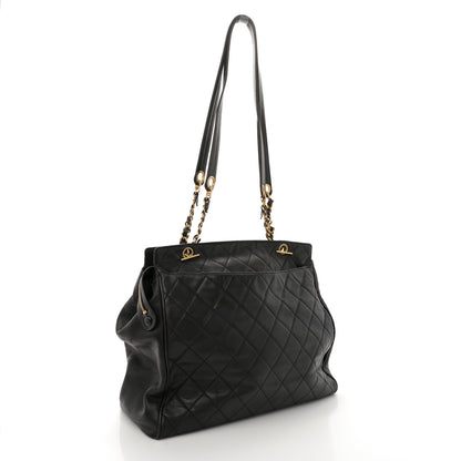 Chanel Lambskin Large Quilted Shopping Tote Black 3 of 13