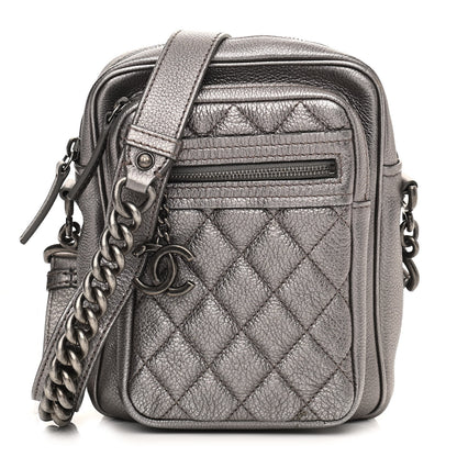 Chanel Calfskin Business Trip Vertical Camera Case Silver 1 of 11