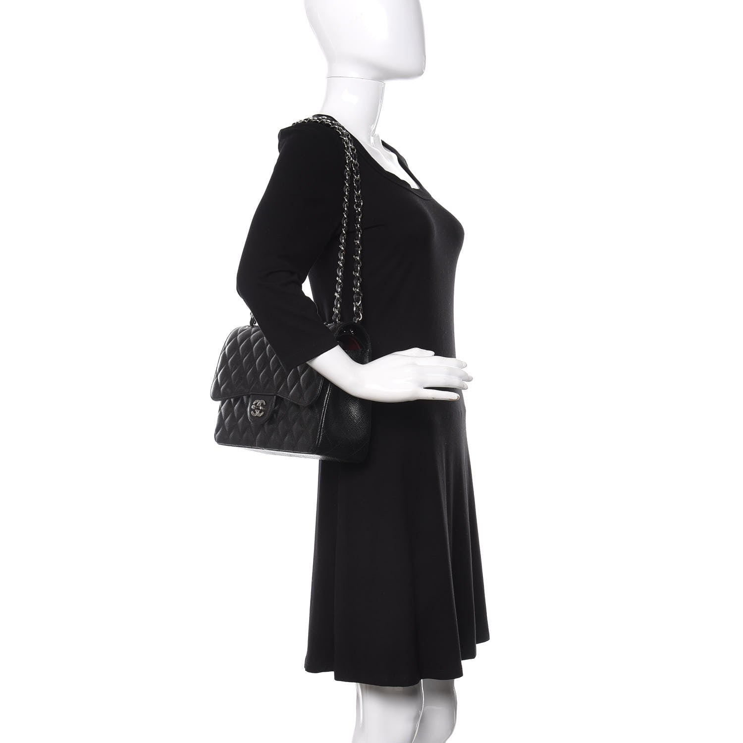 Chanel Caviar Quilted Jumbo Double Flap Black 2 of 12