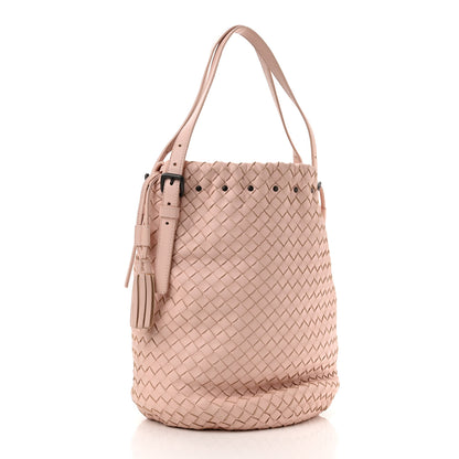 Bottega Veneta Nappa Intrecciato Drawstring Tassel Bucket Pink 4 of 23