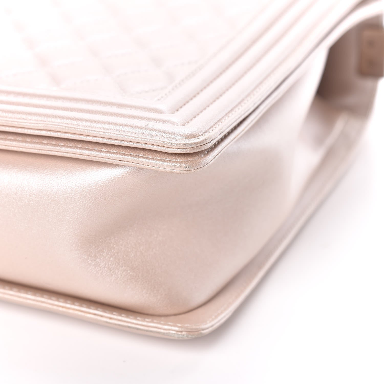 Chanel Metallic Lambskin Quilted Large Boy Flap Light Beige 6 of 11