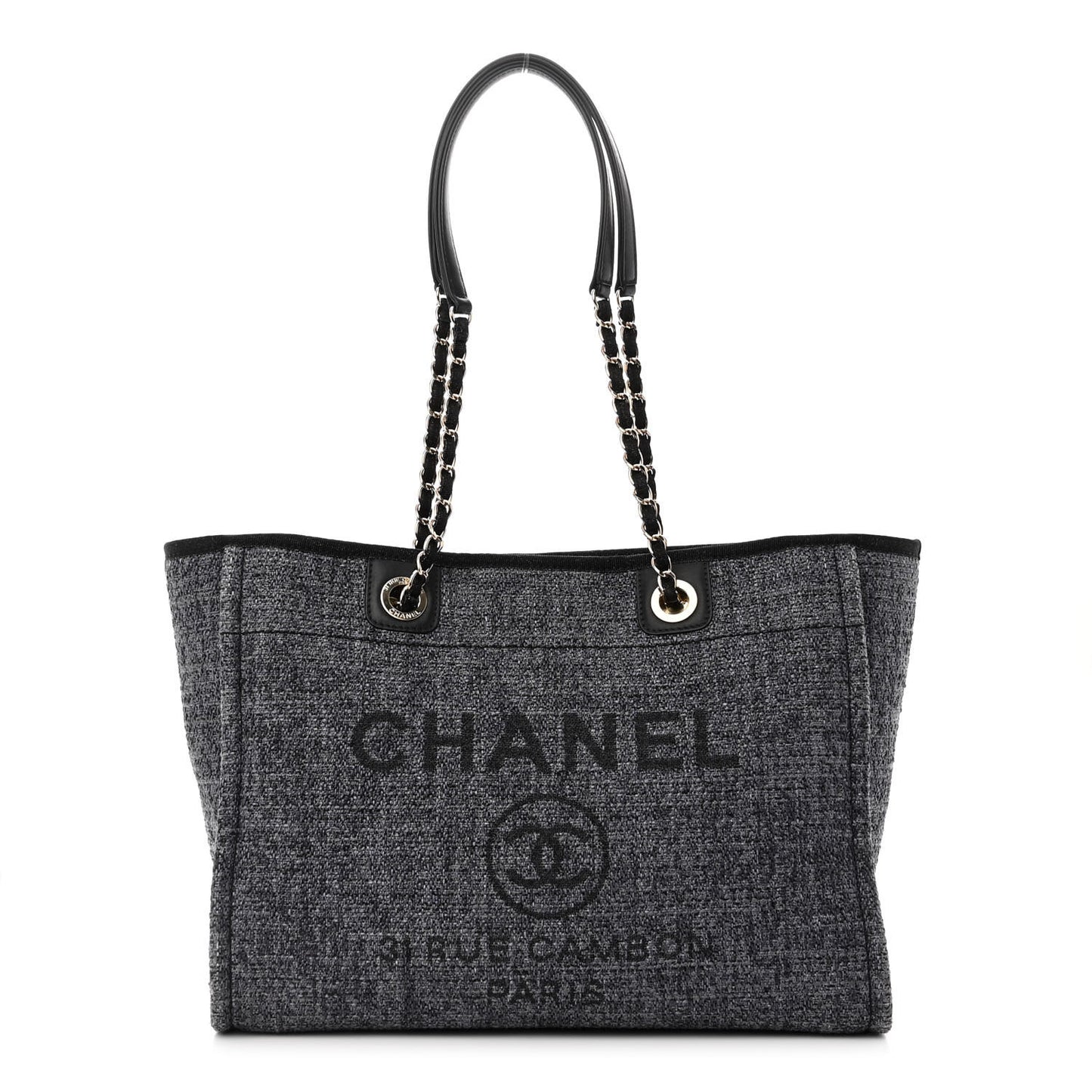 Lurex Boucle Small Deauville Tote Black