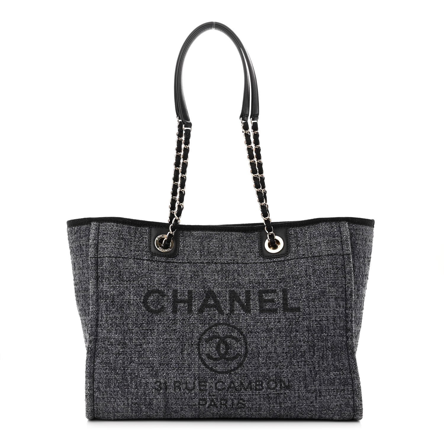 Chanel Lurex Boucle Small Deauville Tote Black 1 of 9