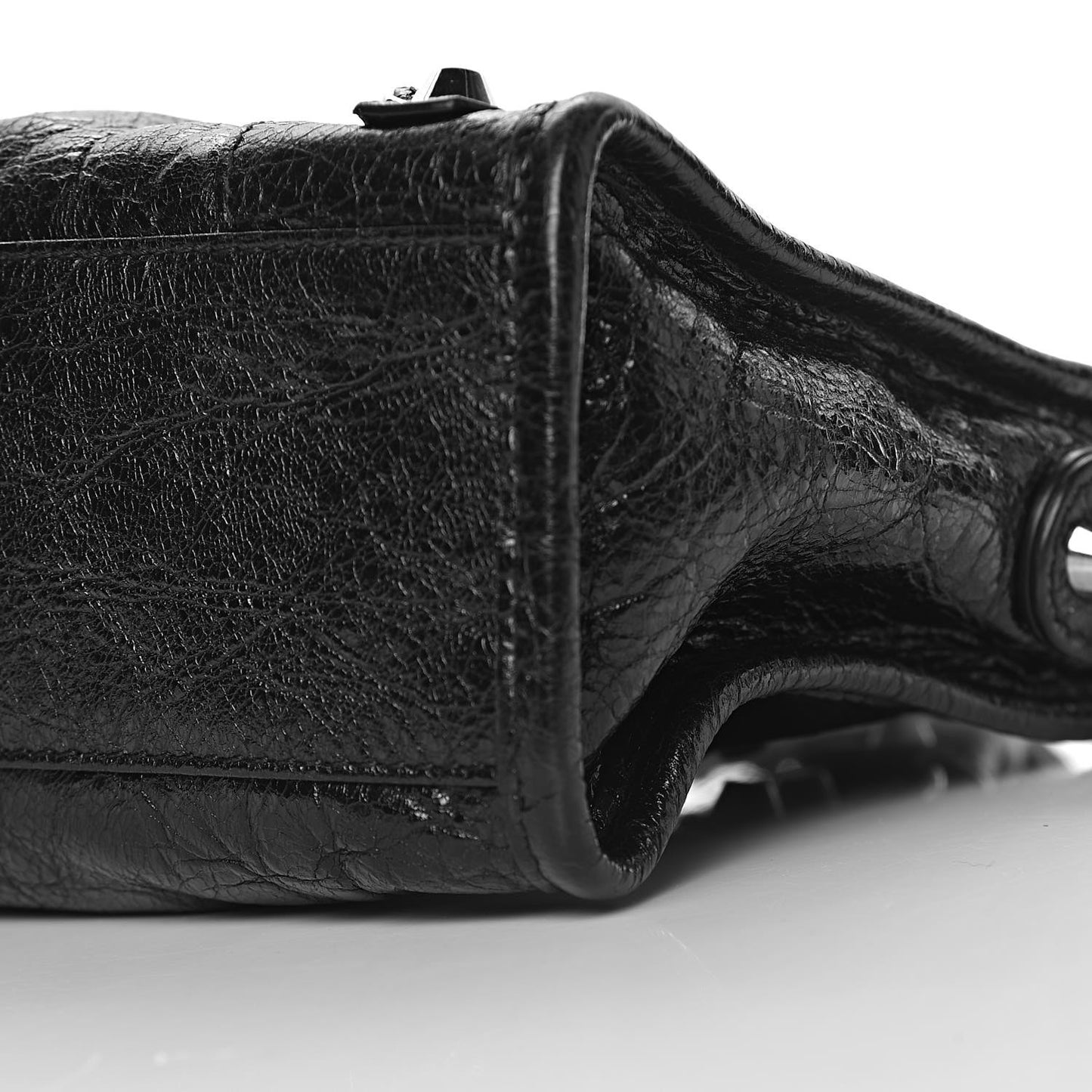 Agneau Classic Silver Hardware Mini City Logo Strap Black White