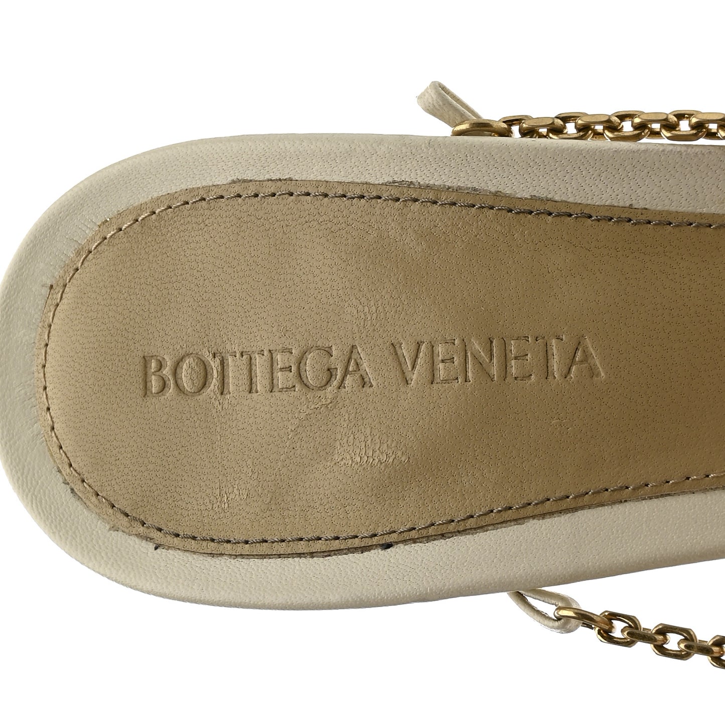 Lambskin Stretch Chain Strap 90mm Sandals 40 Sea Salt