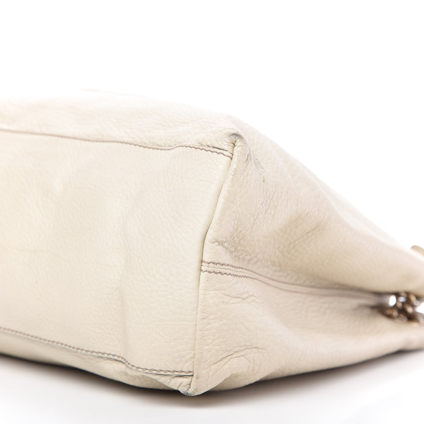 Pebbled Calfskin Medium Soho Chain Shoulder Bag Off White