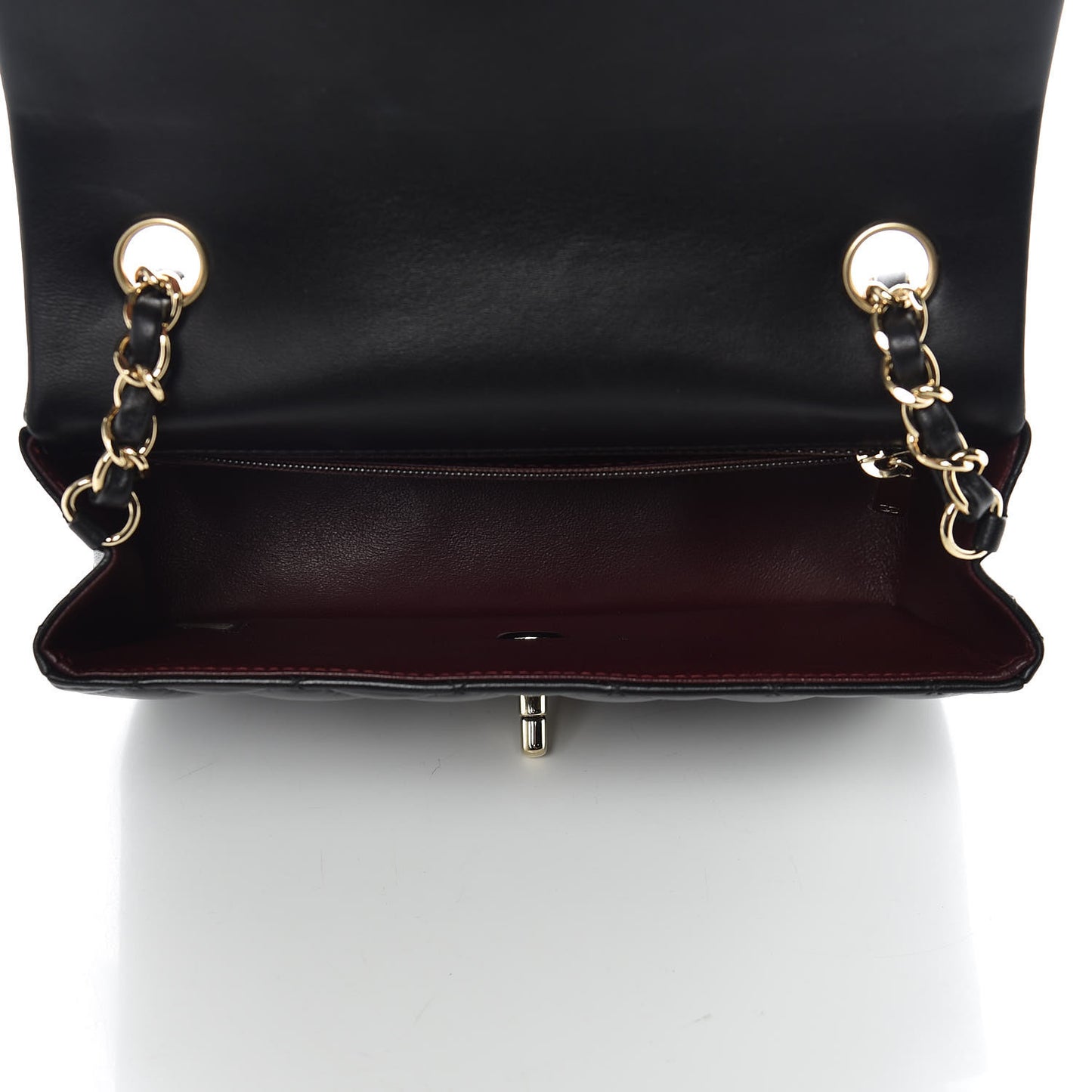 Lambskin Quilted Mini Rectangular Flap Black