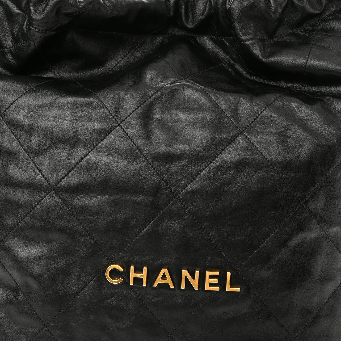 Shiny Calfskin Quilted Large Chanel 22 Black