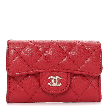 Chanel Caviar Quilted Flap Card Holder Wallet Red 1 of 9