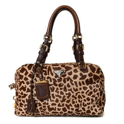 Prada Calf Hair Giraffe Print Tote Sabbia Moro 1 of 15