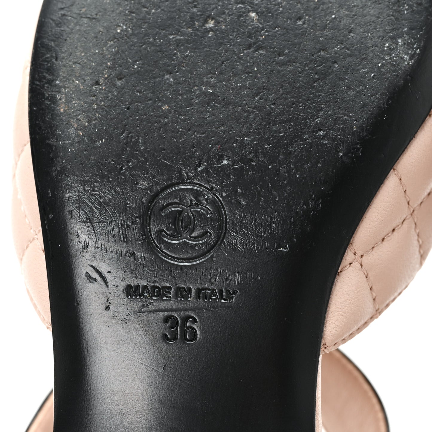 Patent Lambskin Quilted Cap Toe Ballerina Flats 36 Beige Black