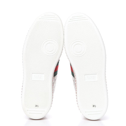 Gucci Laminated Nappa Crystal Web Bee Embroidered Trapuntata Womens Ace Platform Sneakers 38.5 Argento 5 of 7