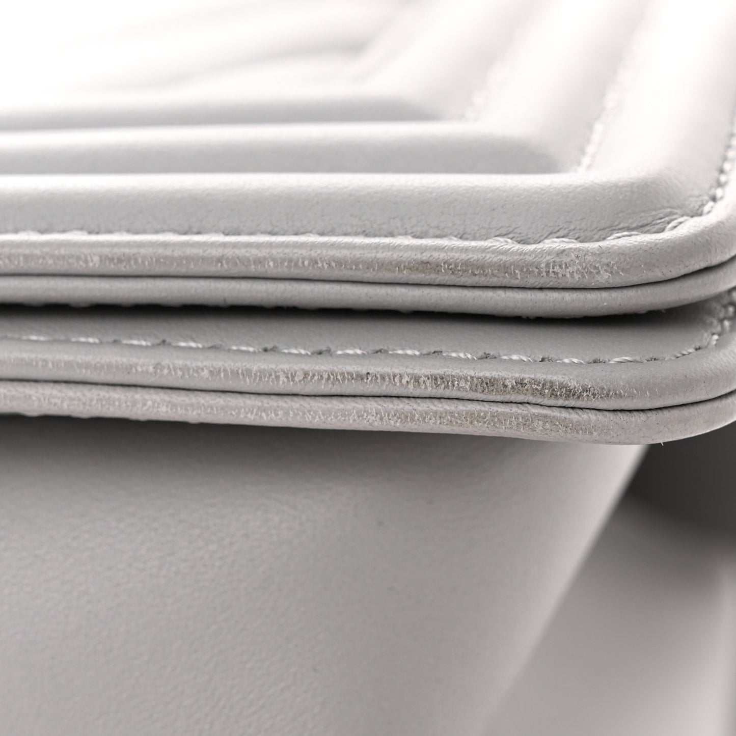 Calfskin Chevron Quilted Medium Boy Flap Grey