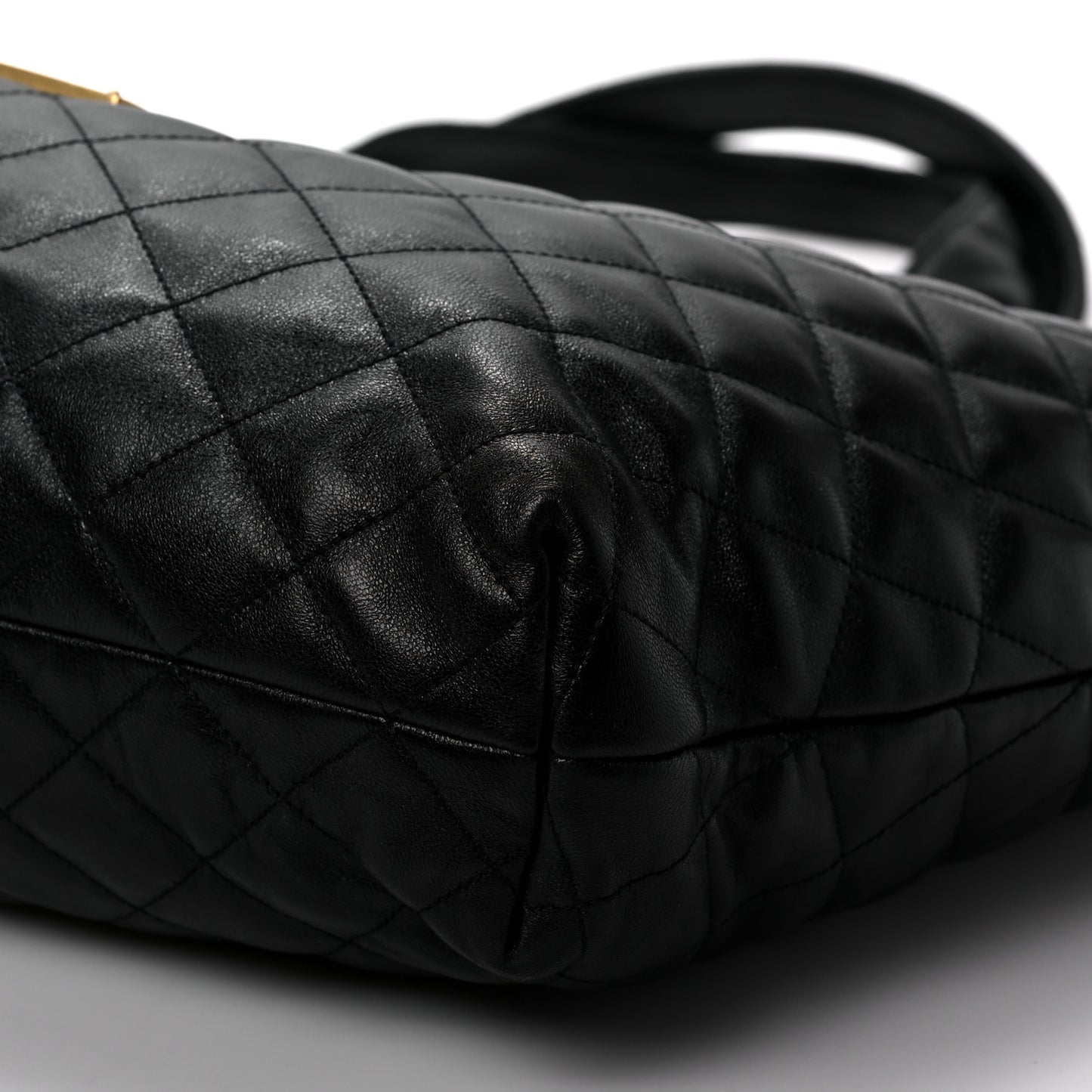 Lambskin Quilted Maxi Icare Shopping Tote Black