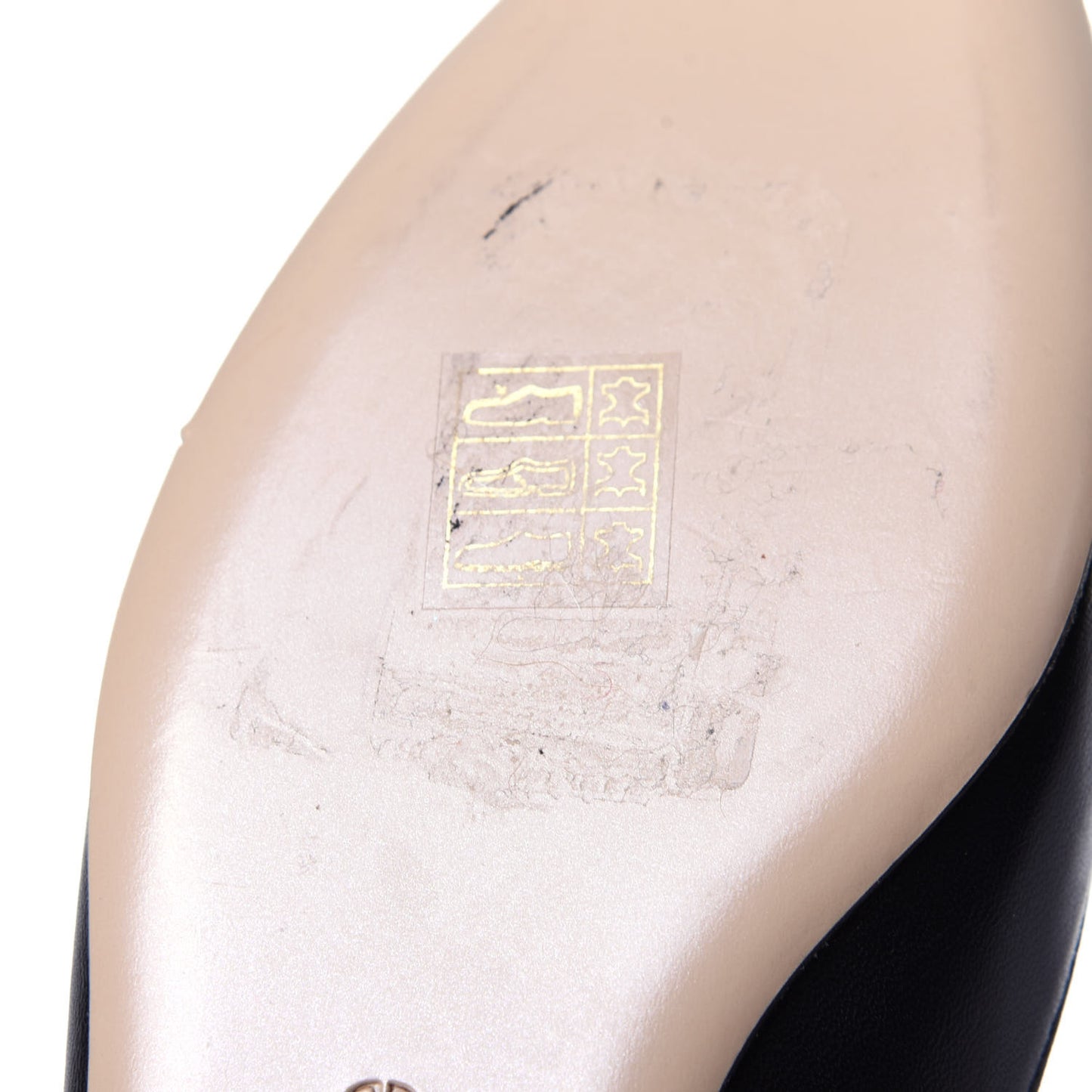 Calfskin Ballerina Ankle Strap Flats 36 Black