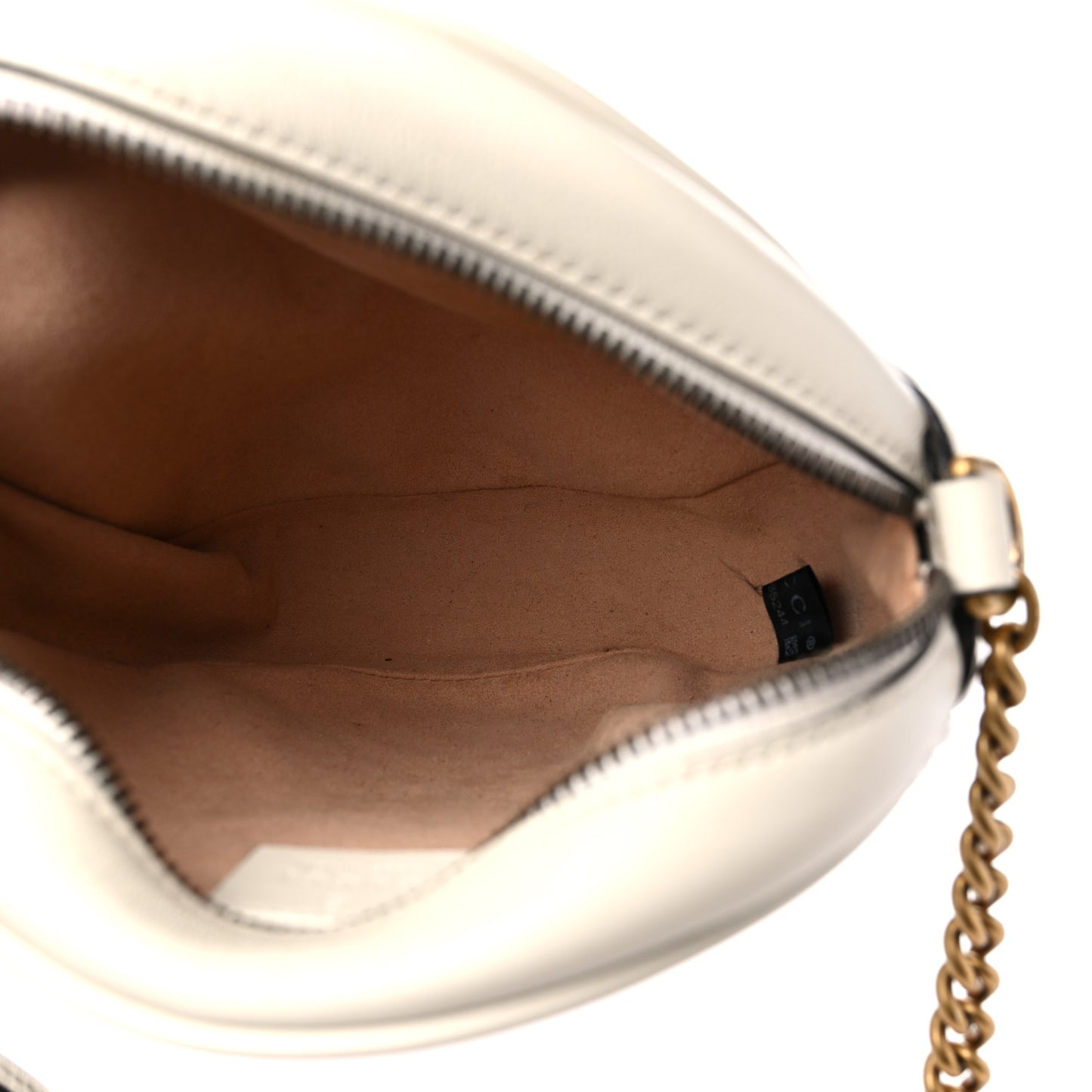 Calfskin Matelasse Mini GG Marmont Round Shoulder Bag White