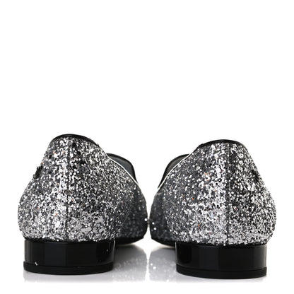 Chanel Glitter Fabric Patent Calfskin Mocassin Loafers 36.5 Black Silver 7 of 12