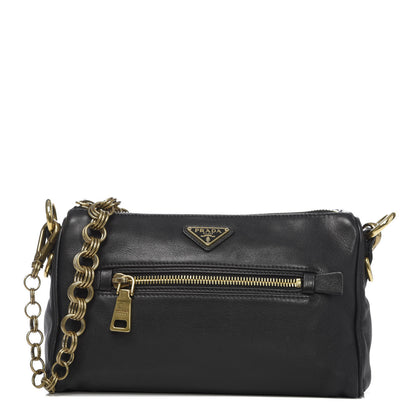 Prada Soft Calf Chain Shoulder Bag Black 1 of 9