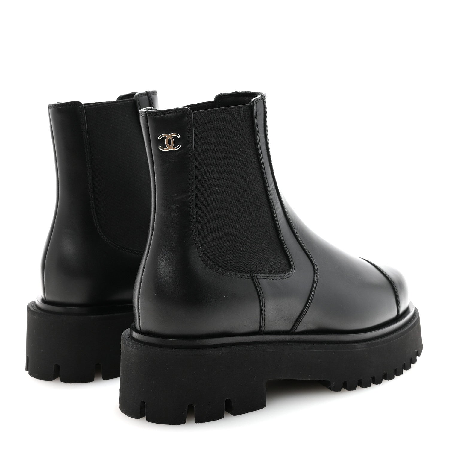 CHANEL ブラック ハイカットブーツ Chanel Calfskin Cap Toe CC Short Boots 36 Black 1835171 – FASHIONPHILE