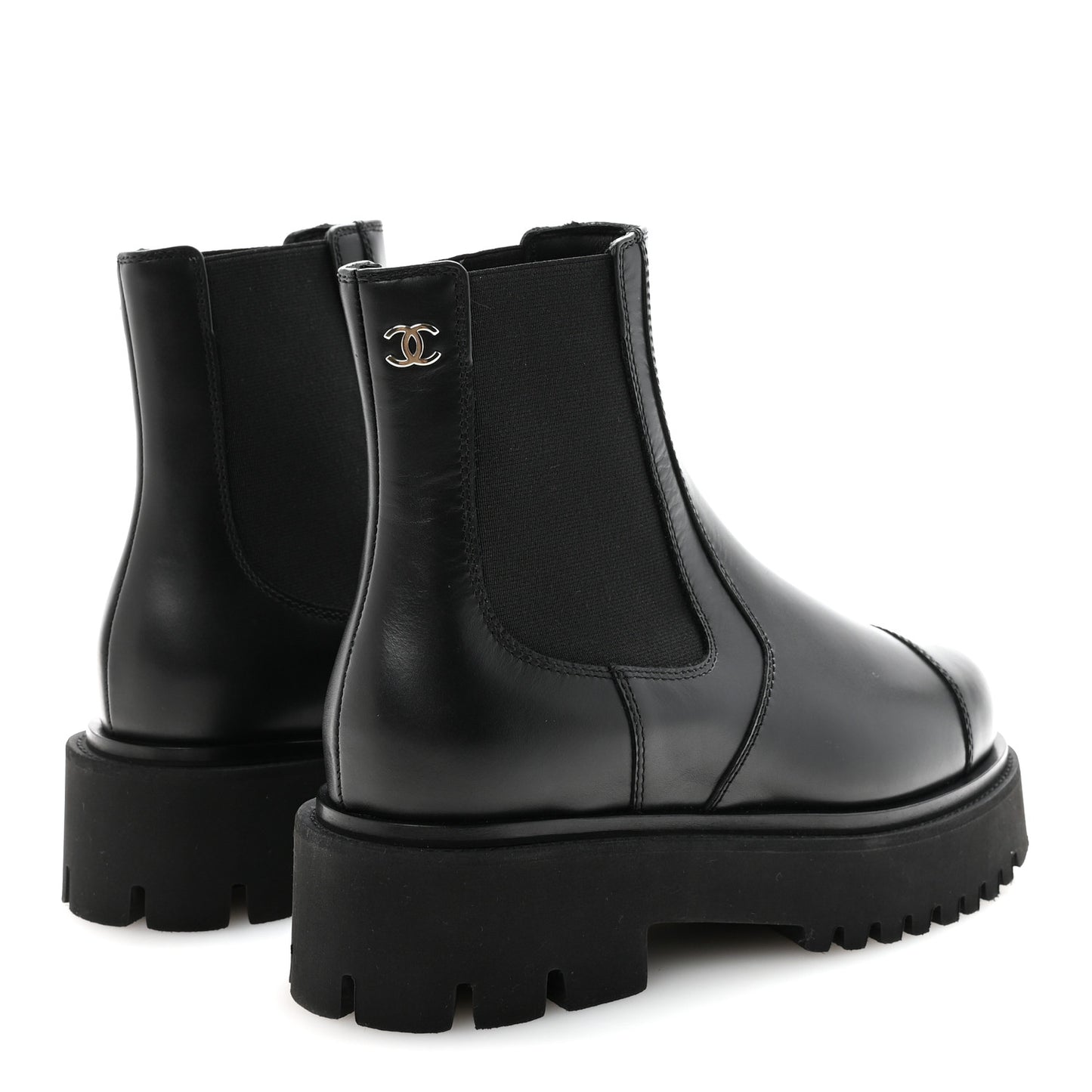 Calfskin Cap Toe CC Short Boots 36 Black