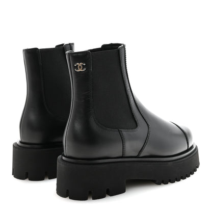 Chanel Calfskin Cap Toe CC Short Boots 36 Black 5 of 9