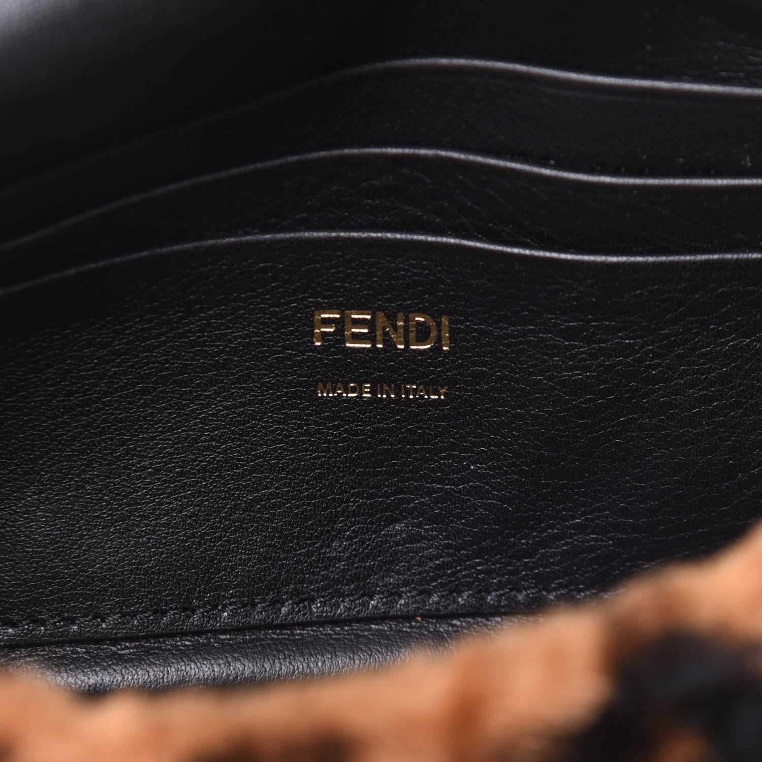 Fendi Shearling Vitello Dolce Macro FF 1974 Mini Baguette Tobacco Black 6 of 13